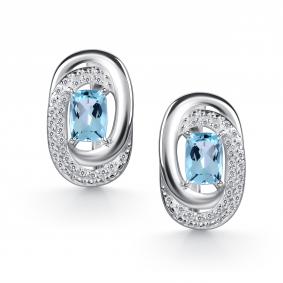 Серебряные серьги АЛЬКОР 02-5386/00ТБ-00 с топазом и фианитом 02-5386/00ТБ-00 фото