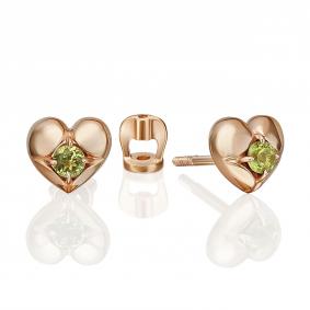 Золотые серьги Platina 02-5392-00-205-1110 с хризолитом 02-5392-00-205-1110 фото