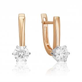 Серьги из комбинированного золота Platina 02-5442-00-101-1111 с бриллиантом 02-5442-00-101-1111 фото