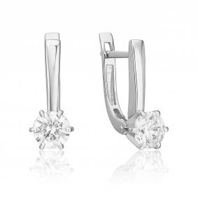 Серьги из белого золота Platina 02-5442-00-101-1120 с бриллиантом 02-5442-00-101-1120 фото