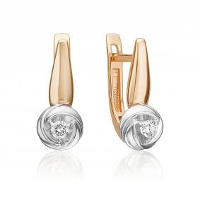Золотые серьги Platina 02-5448-00-101-1110 с бриллиантом 02-5448-00-101-1110 фото