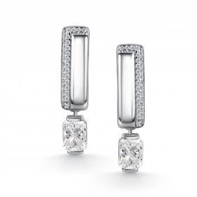 Серебряные серьги АЛЬКОР 02-5459/00ГХ-00 с фианитом и горным хрусталём 02-5459/00ГХ-00 фото