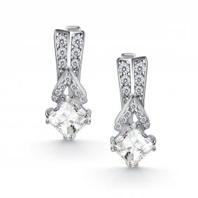 Серебряные серьги АЛЬКОР 02-5460/00ГХ-00 с фианитом и горным хрусталём 02-5460/00ГХ-00 фото
