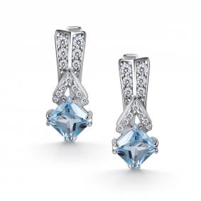 Серебряные серьги АЛЬКОР 02-5460/00ТБ-00 с топазом и фианитом 02-5460/00ТБ-00 фото