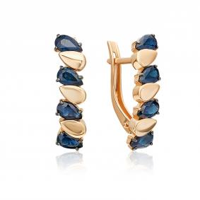 Золотые серьги Platina 02-5466-00-102-1110 с сапфиром 02-5466-00-102-1110 фото