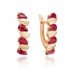 Золотые серьги Platina 02-5466-00-104-1110 с рубином 02-5466-00-104-1110 фото