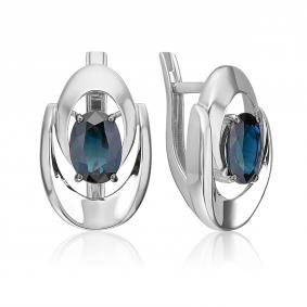 Серьги из белого золота Platina 02-5468-00-102-1120 с сапфиром 02-5468-00-102-1120 фото