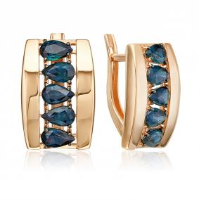 Золотые серьги Platina 02-5471-00-102-1110 с сапфиром 02-5471-00-102-1110 фото