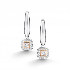 Серебряные серьги АЛЬКОР с золотой накладкой и бриллиантом 02-5473/000Б-00 02-5473/000Б-00 фото