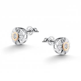 Серебряные серьги АЛЬКОР с золотой накладкой и бриллиантом 02-5474/000Б-00 02-5474/000Б-00 фото
