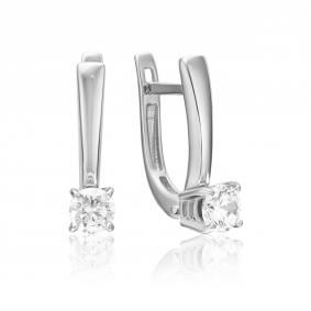 Серьги из белого золота Platina 02-5478-00-101-1120 с бриллиантом 02-5478-00-101-1120 фото