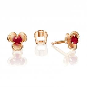 Золотые серьги Platina 02-5483-00-104-1110 с рубином 02-5483-00-104-1110 фото