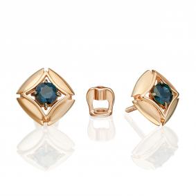 Золотые серьги Platina 02-5484-00-102-1110 с сапфиром 02-5484-00-102-1110 фото