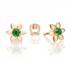 Золотые серьги Platina 02-5485-00-103-1110 с изумрудом 02-5485-00-103-1110 фото