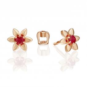 Золотые серьги Platina 02-5485-00-104-1110 с рубином 02-5485-00-104-1110 фото