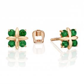 Золотые серьги Platina 02-5488-00-103-1110 с изумрудом 02-5488-00-103-1110 фото