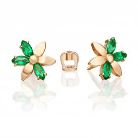 Золотые серьги Platina 02-5490-00-103-1110 с изумрудом 02-5490-00-103-1110 фото