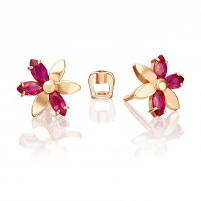 Золотые серьги Platina 02-5490-00-104-1110 с рубином 02-5490-00-104-1110 фото