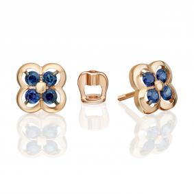 Золотые серьги Platina 02-5491-00-102-1110 с сапфиром 02-5491-00-102-1110 фото