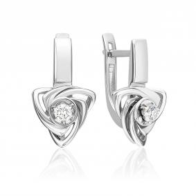Серьги из белого золота Platina 02-5493-00-101-1120 с бриллиантом 02-5493-00-101-1120 фото