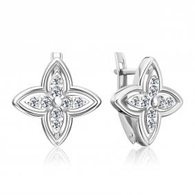 Серебряные серьги Platina 02-5511-00-401-0200 с фианитом 02-5511-00-401-0200 фото