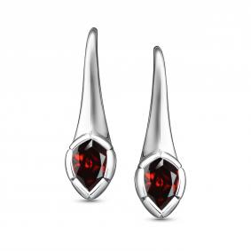 Серебряные серьги АЛЬКОР 02-5513/00ГР-00 с гранатом 02-5513/00ГР-00 фото