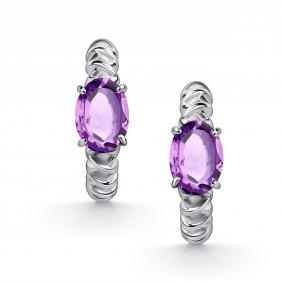 Серебряные серьги АЛЬКОР 02-5516/00АМ-00 с аметистом 02-5516/00АМ-00 фото