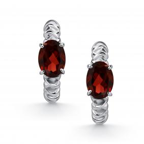 Серебряные серьги АЛЬКОР 02-5516/00ГР-00 с гранатом 02-5516/00ГР-00 фото