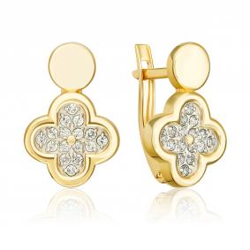Серьги из лимонного золота Platina 02-5521-00-401-1130 с фианитом 02-5521-00-401-1130 фото