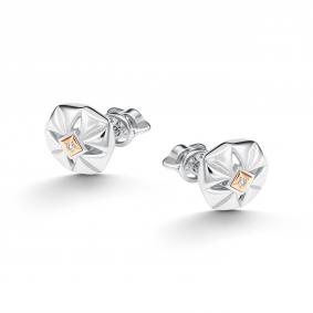 Серебряные серьги АЛЬКОР с золотой накладкой и бриллиантом 02-5522/000Б-00 02-5522/000Б-00 фото