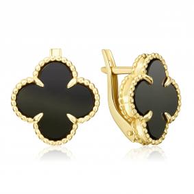 Серьги из лимонного золота Platina 02-5524-00-281-1130 с ониксом 02-5524-00-281-1130 фото