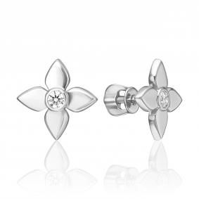 Серьги из белого золота Platina 02-5536-00-101-1120 с бриллиантом 02-5536-00-101-1120 фото