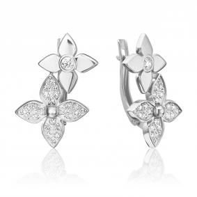 Серьги из белого золота Platina 02-5537-00-101-1120 с бриллиантом 02-5537-00-101-1120 фото
