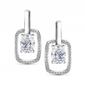 Серебряные серьги АЛЬКОР с бриллианитом и фианитом 02-5541/00БТ-00 02-5541/00БТ-00 фото