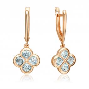 Золотые серьги Platina 02-5543-00-201-1110 с топазом 02-5543-00-201-1110 фото