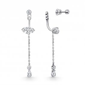 Серебряные серьги АЛЬКОР 02-5550/00КЦ-00 с фианитом 02-5550/00КЦ-00 фото