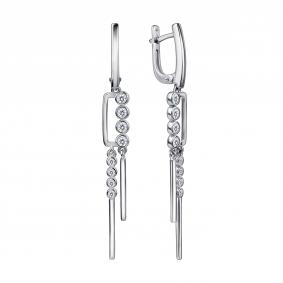 Серебряные серьги АЛЬКОР 02-5553/00КЦ-00 с фианитом 02-5553/00КЦ-00 фото