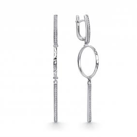Серебряные серьги АЛЬКОР 02-5554/00КЦ-00 с фианитом 02-5554/00КЦ-00 фото