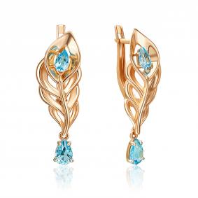 Золотые серьги Platina 02-5565-00-201-1110 с топазом 02-5565-00-201-1110 фото