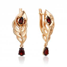 Золотые серьги Platina 02-5565-00-204-1110 с гранатом 02-5565-00-204-1110 фото