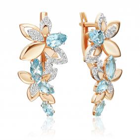 Золотые серьги Platina 02-5566-00-201-1110 с топазом 02-5566-00-201-1110 фото