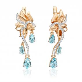 Золотые серьги Platina 02-5569-00-201-1110 с топазом 02-5569-00-201-1110 фото