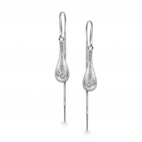 Серебряные серьги АЛЬКОР 02-5573/000Б-00 с бриллиантом 02-5573/000Б-00 фото