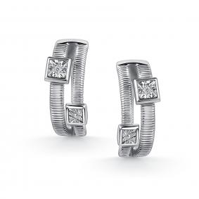 Серебряные серьги АЛЬКОР 02-5579/000Б-00 с бриллиантом 02-5579/000Б-00 фото