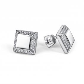 Серебряные серьги АЛЬКОР 02-5627/00КЦ-00 с фианитом 02-5627/00КЦ-00 фото
