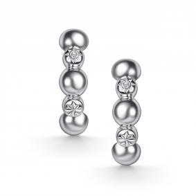 Серебряные серьги АЛЬКОР 02-5638/000Б-00 с бриллиантом 02-5638/000Б-00 фото
