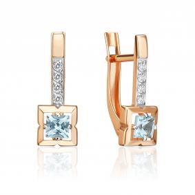 Золотые серьги Platina 02-5642-00-207-1110 с топазом и фианитом 02-5642-00-207-1110 фото