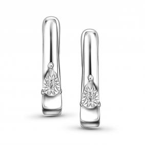 Серебряные серьги АЛЬКОР 02-5690/000Б-00 с бриллиантом 02-5690/000Б-00 фото