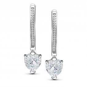 Серебряные серьги АЛЬКОР с бриллианитом и фианитом 02-5719/00БТ-00 02-5719/00БТ-00 фото