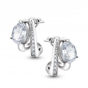 Серебряные серьги АЛЬКОР с бриллианитом и фианитом 02-5722/00БТ-00 02-5722/00БТ-00 фото